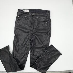 GAP High Rise Vegan Leather Vintage Slim High Rise Pants Black Size 26/2R